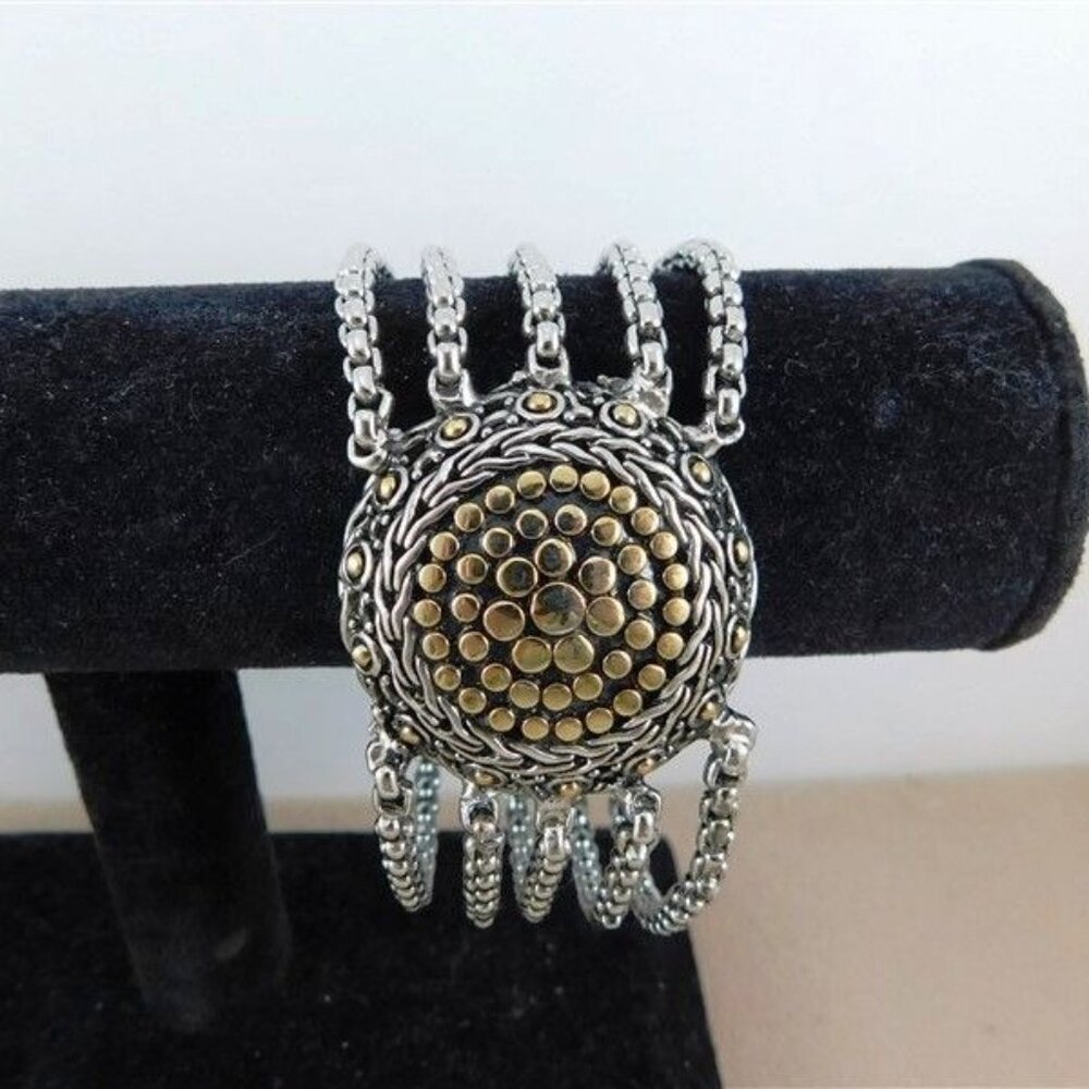 131/138  Parklane Silvertone and Goldtone Fashion Bracelet 8 in